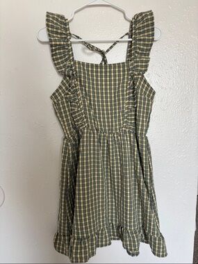 wild fable green plaid dress 100% Cotton Forest Green Plaid Mini Dress - All Dresses
